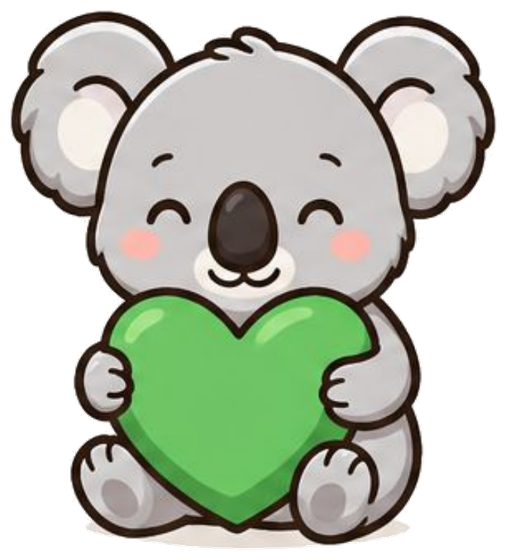 Koda holding a green heart